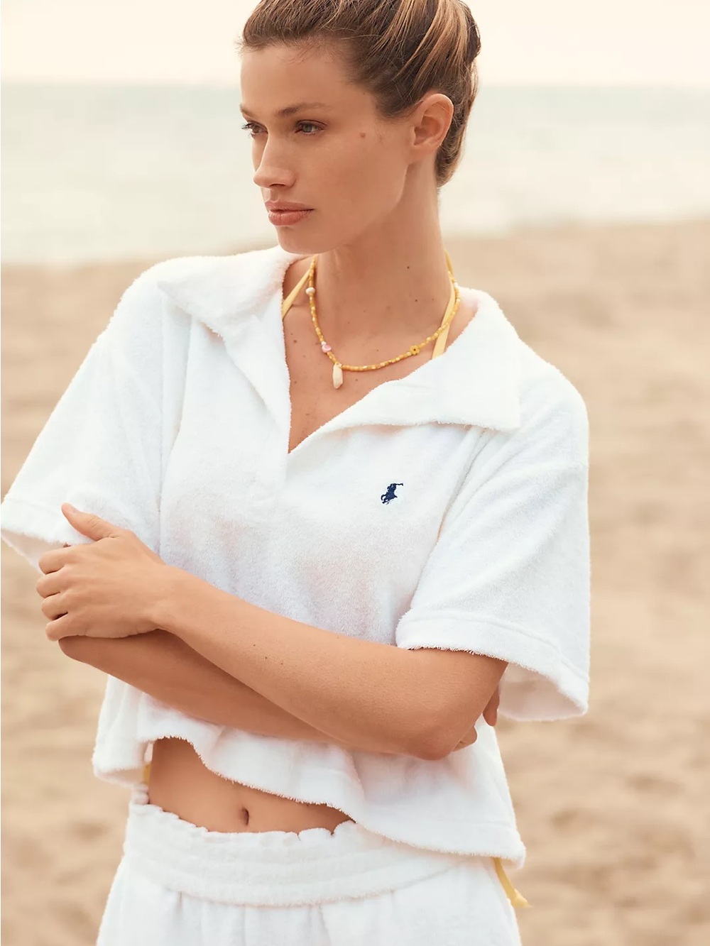 Ralph Lauren White Terry Polo Crop Top - Women's Swim Cover-Up NWT